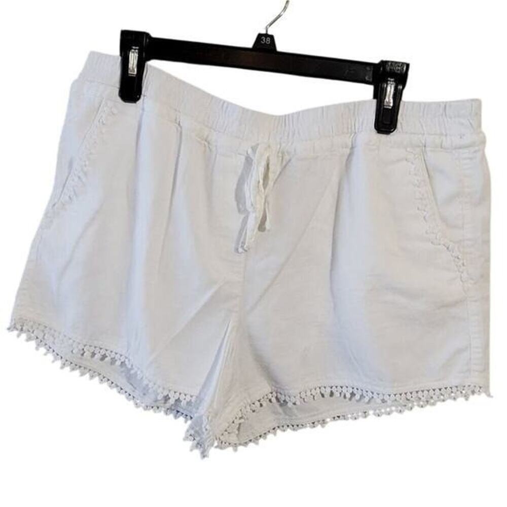 LOFT Outlet White Crochet Lace Trim Drawstring Elastic Waist Shorts Large